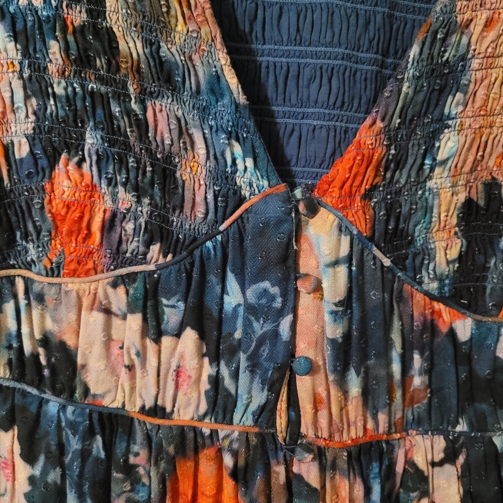 By Anthropologie Peregrine printed eyelet wide leg jumpsuit - L.        D36 - Picture 4 of 11